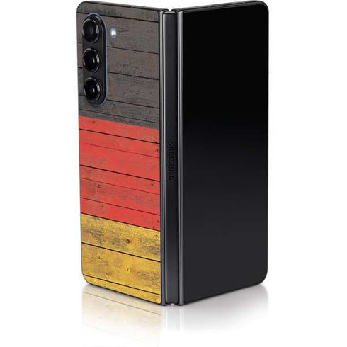 German Flag Dark Wood Galaxy Z Fold5 5G Skin